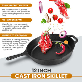Utopia Kitchen cast iron skillet oven to campfire ready for versatile heat