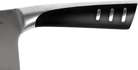 Bright, easy-to-clean blade resists staining and keeps a sharp edge