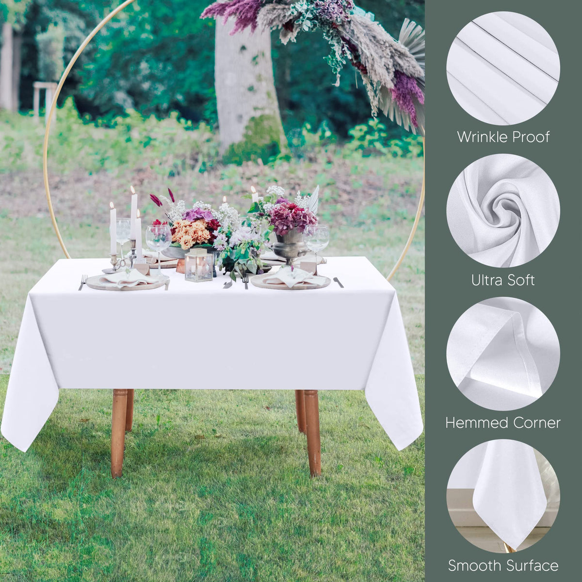 Utopia Kitchen 60x60 white square tablecloth for dining