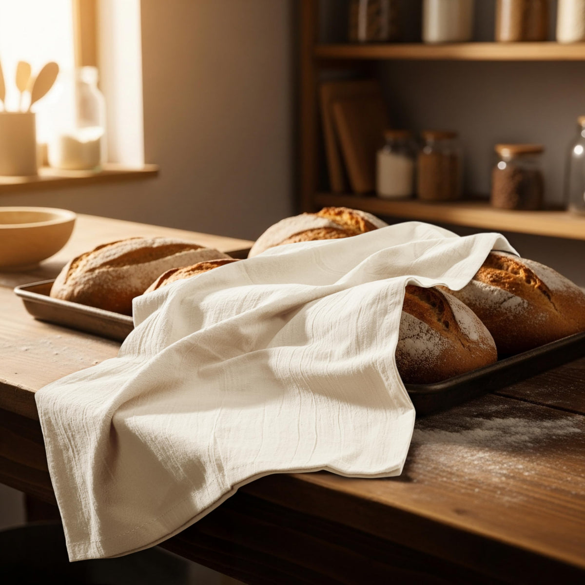 Utopia Kitchen eco-friendly flour sack towels supporting reduced paper towel use.