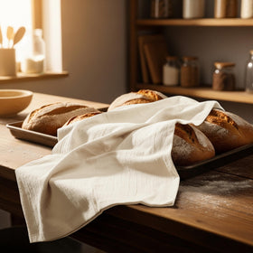 Utopia Kitchen eco-friendly flour sack towels supporting reduced paper towel use.