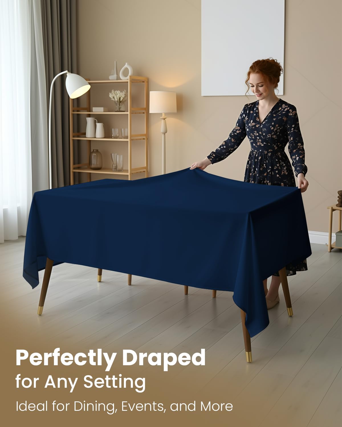 Utopia Kitchen elegant dining setup with navy cloth complements modern home décor.