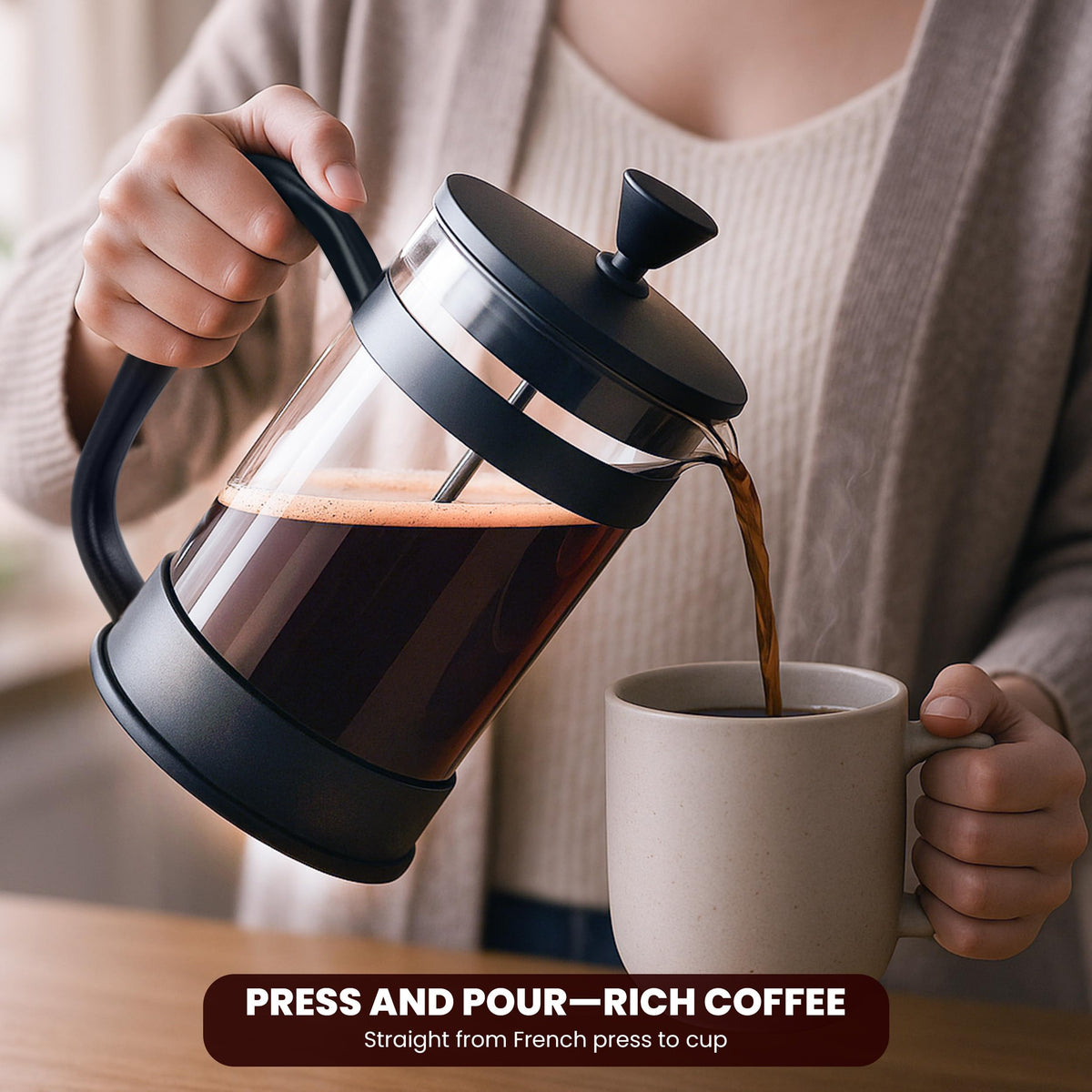 Utopia Kitchen ergonomic handle for steady pouring