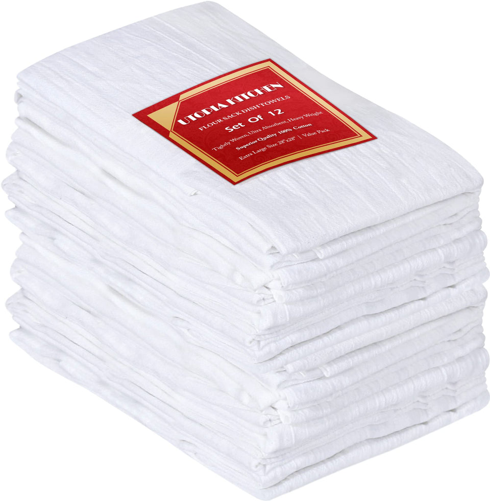 Utopia Kitchen flour sack towel 28x28 folded for compact storage and quick drying