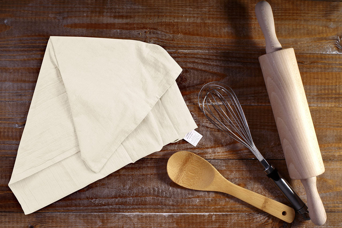 Utopia Kitchen flour sack towel hanging to dry, quick drying capability
