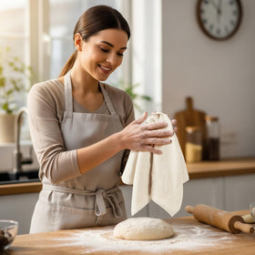 Utopia Kitchen flour sack towels neatly folded, ready for everyday kitchen tasks