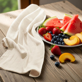 Utopia Kitchen flour sack towel used as cheesecloth substitute for straining
