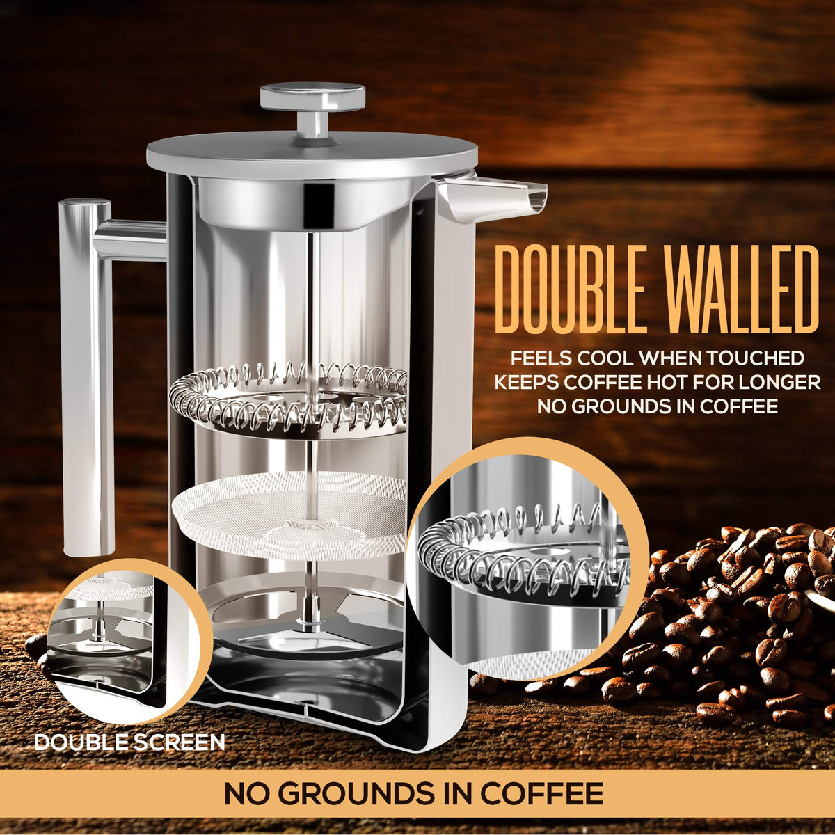 Utopia Kitchen four-layer filtration captures fine grounds for cleaner, smoother cups