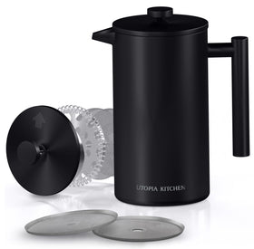 Utopia Kitchen French Press double-wall insulated 34oz keeps coffee hot longer