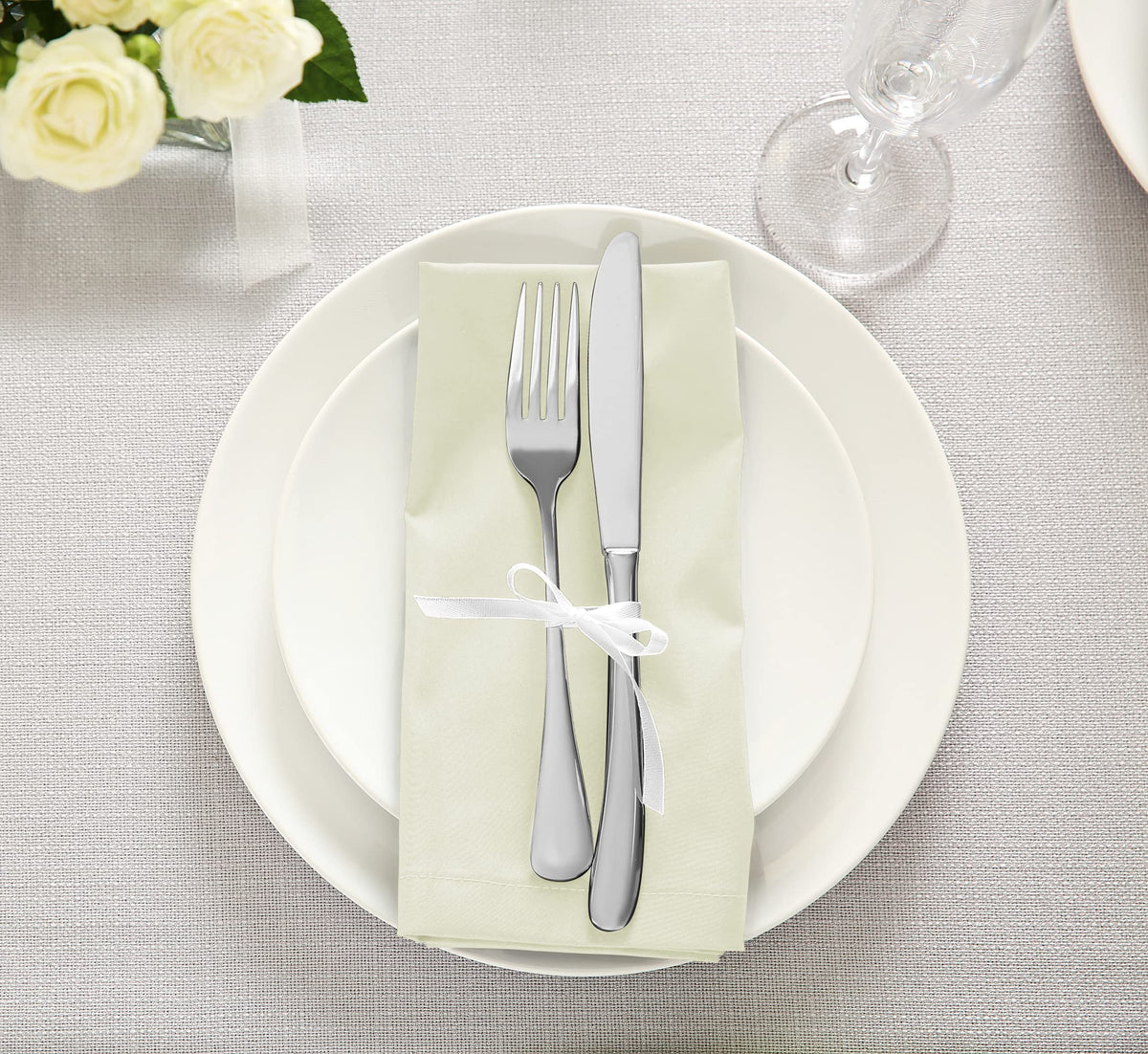 Utopia Kitchen hotel-quality napkins arranged for elegant banquet settings.