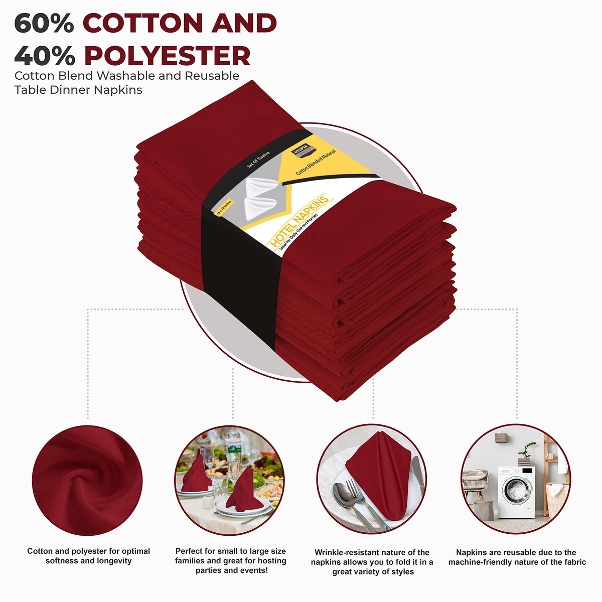 Utopia Kitchen hotel-quality napkins enhance table settings with a refined look