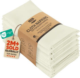 Utopia Kitchen ivory napkins 12-pack folded—soft dinnerware for everyday use.