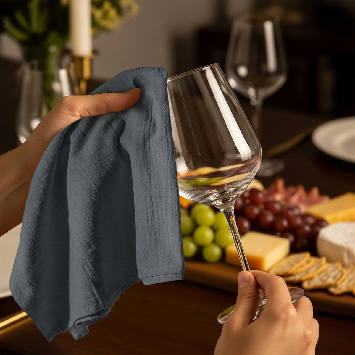 Utopia Kitchen light grey towels lint-free edges for cleaner surfaces