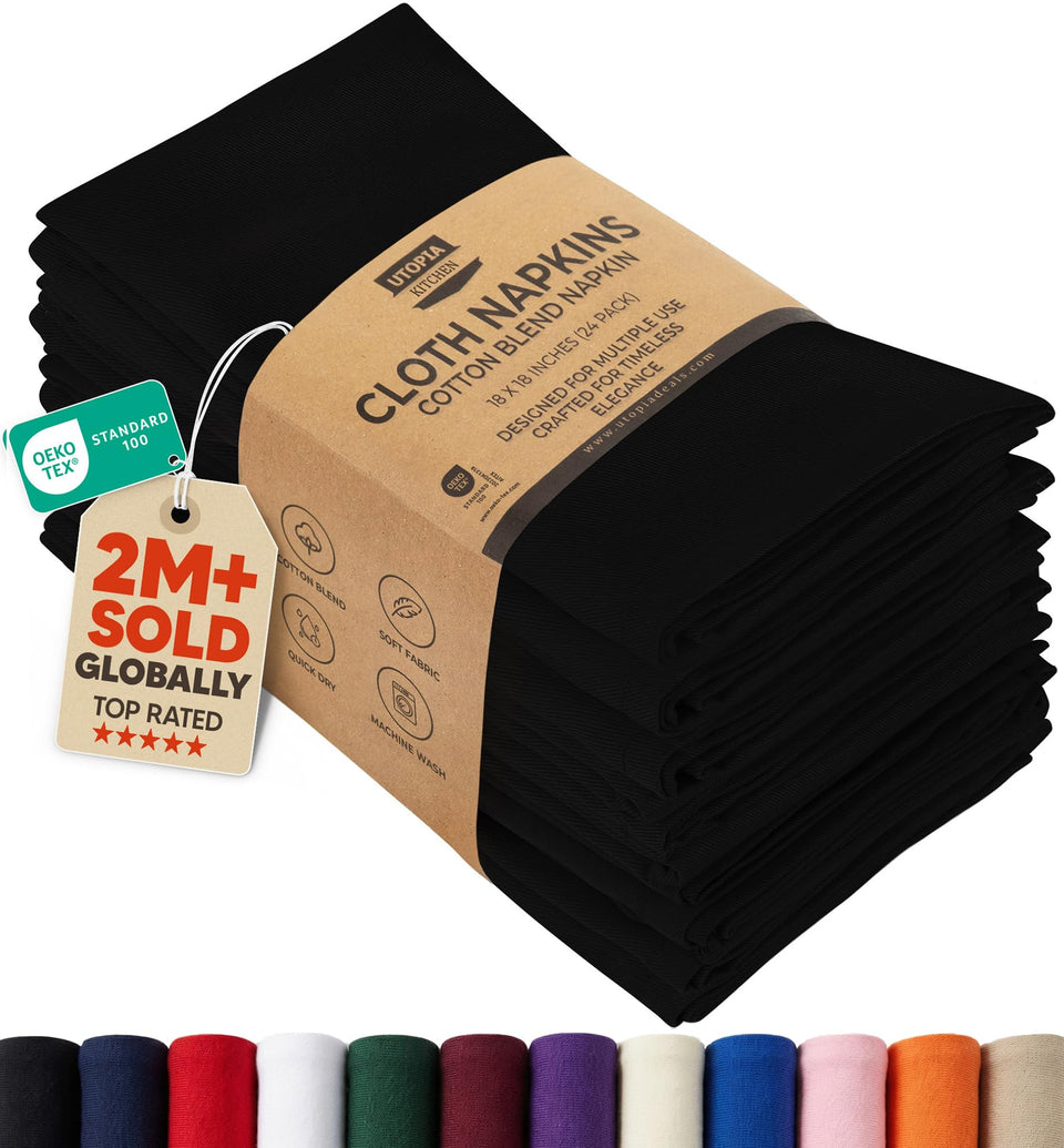 Utopia Kitchen napkins 12-pack displayed on a table setting for everyday meals.