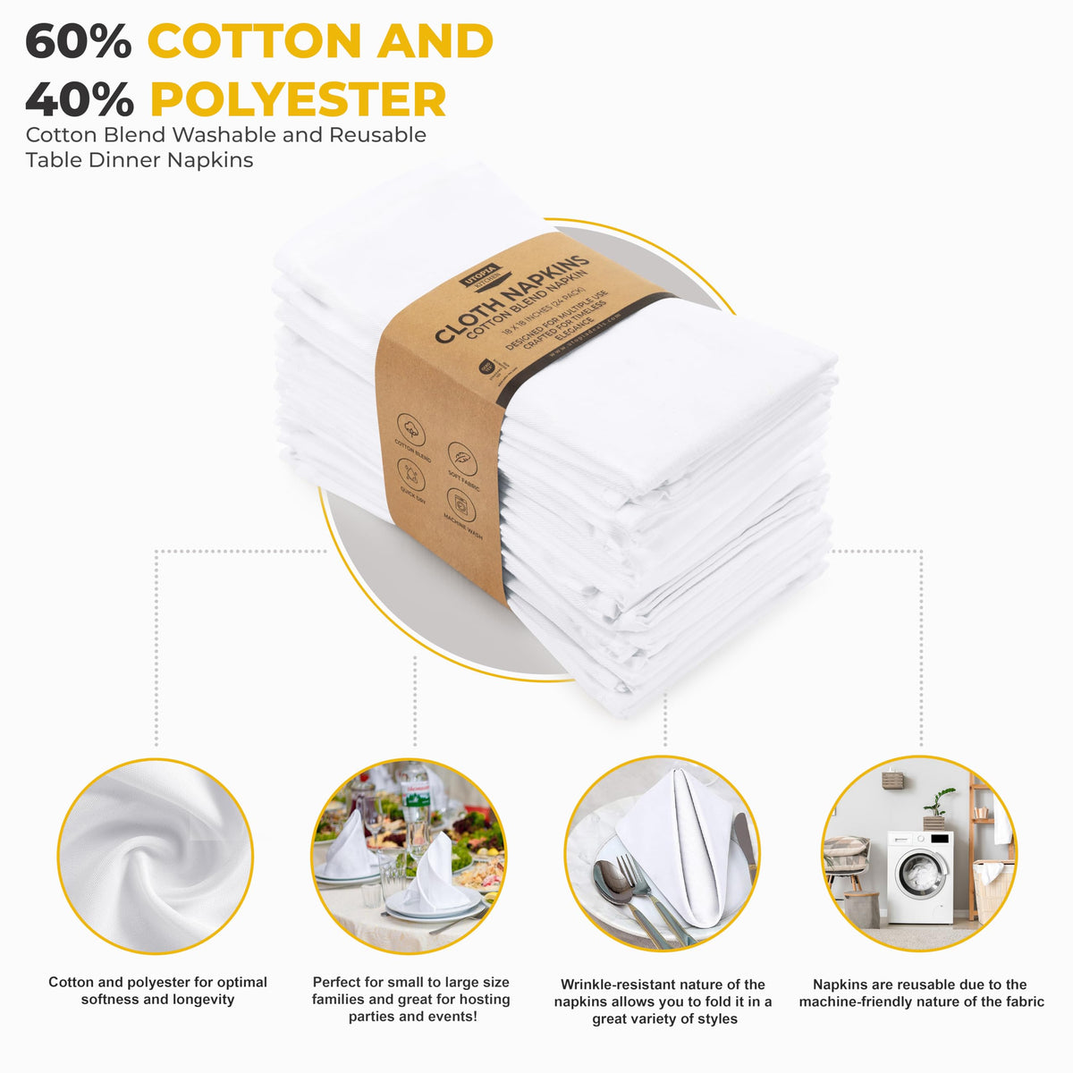 Utopia Kitchen napkins offer color options to match dining decor.
