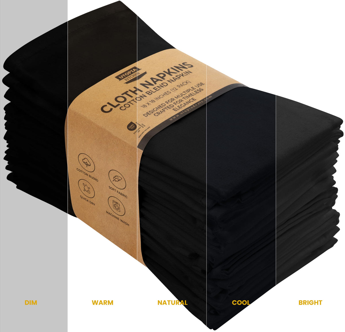 Utopia Kitchen napkins in multiple colors ideal for coordinating table decor.