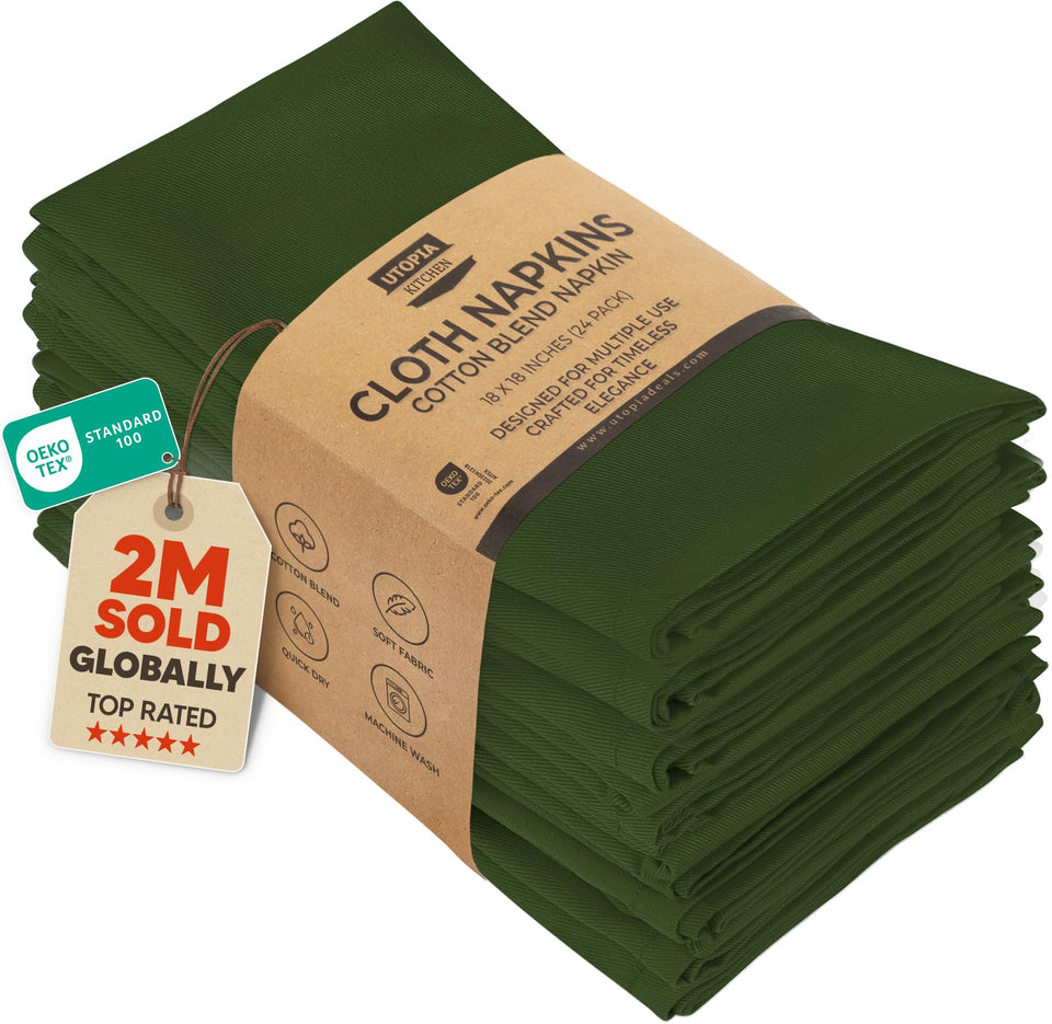 Utopia Kitchen olive cloth napkins in a 12-pack for everyday dining