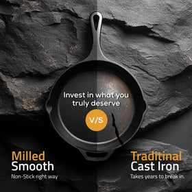 Utopia Kitchen outdoor camping skillet ready for campfire cooking.