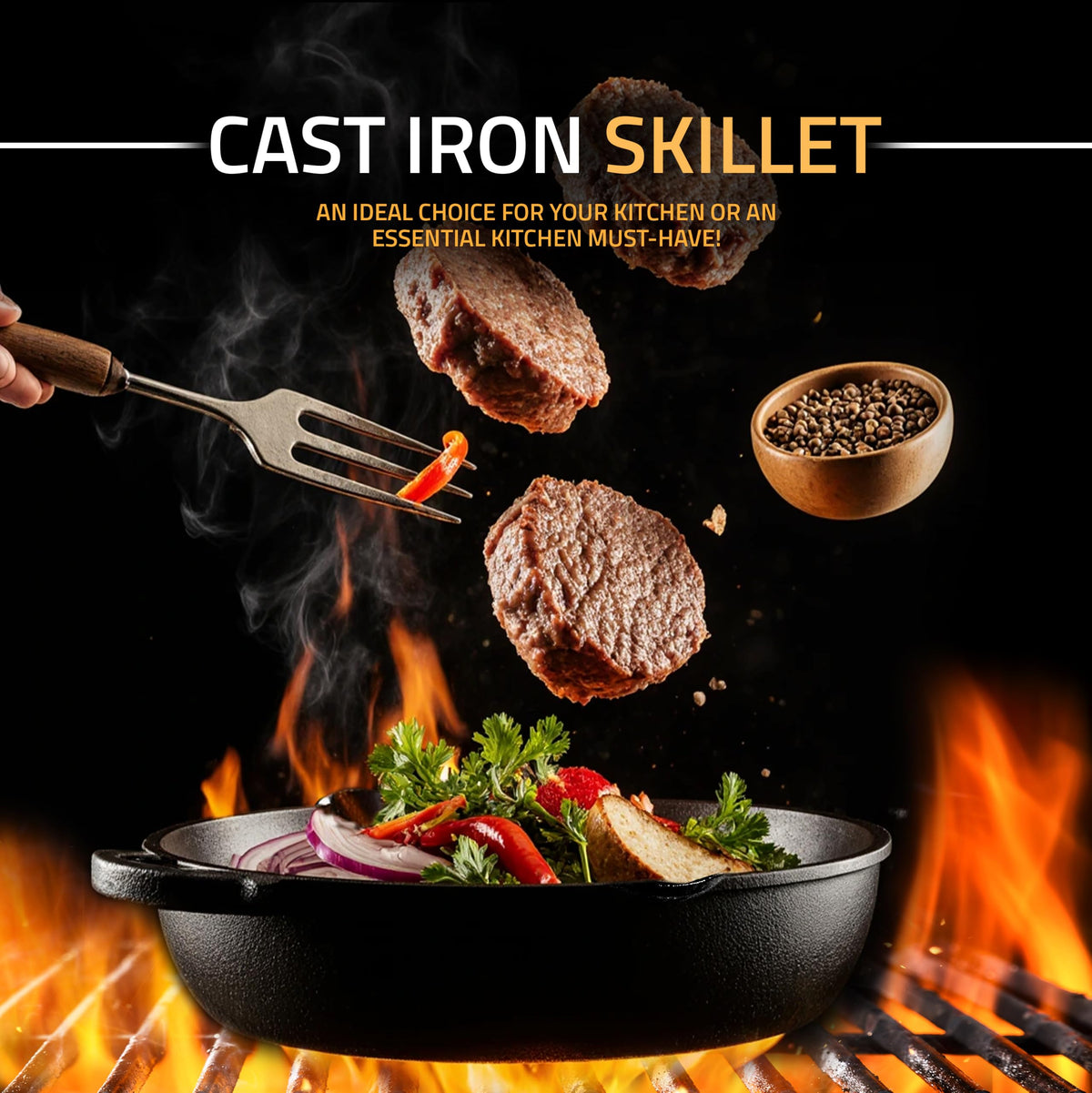 Utopia Kitchen pre-seasoned skillet with oil coating ready to cook.