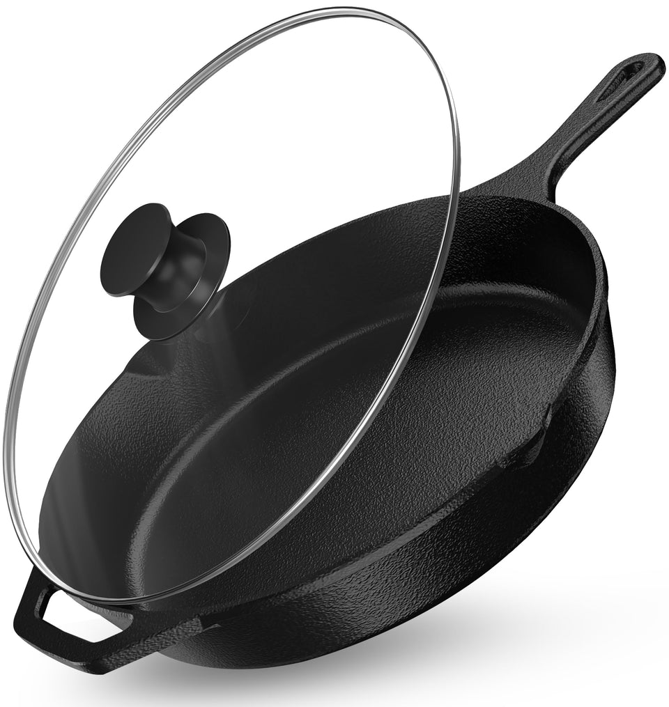 Utopia Kitchen Premium Saute Pan 12-inch with lid on for versatile indoor-outdoor cooking