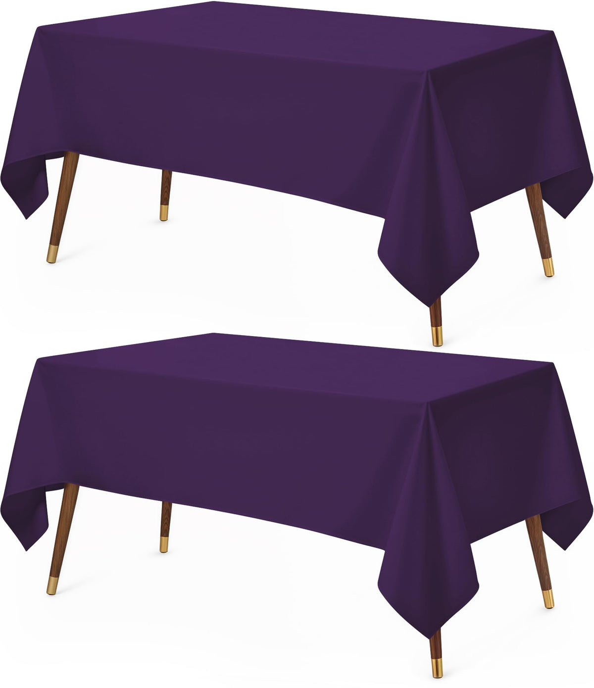 Utopia Kitchen rectangle table cloth in purple on a dining table, adding elegant color.