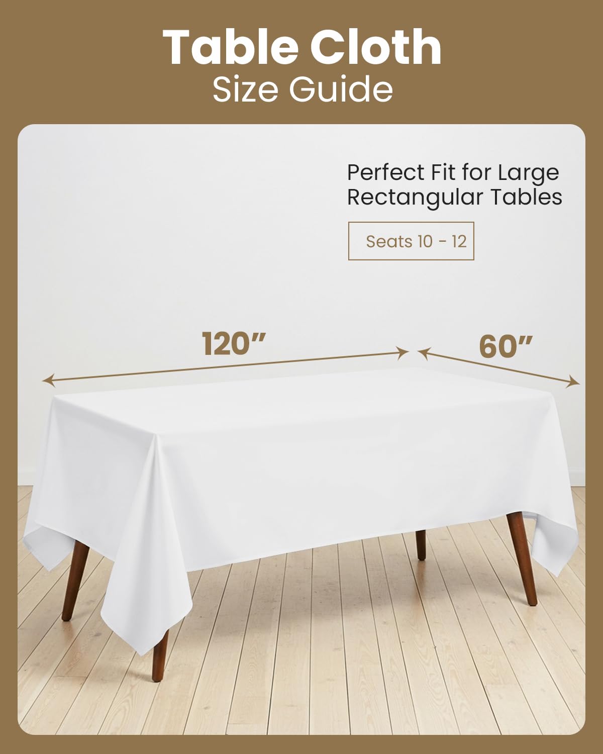 Utopia Kitchen rectangle table cloth 60x120 white on dining setup with elegant drape.
