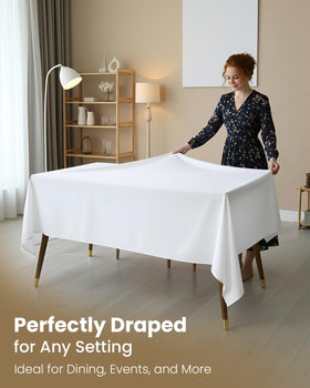 Utopia Kitchen rectangle table cloth 60x120 white highlights durable fabric for busy events.