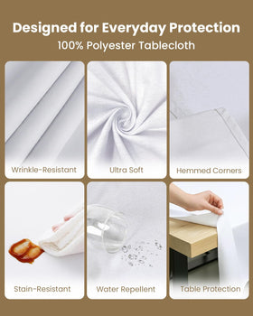 Utopia Kitchen rectangle table cloth 60x120 white demonstrates stain resistance in spill demo.