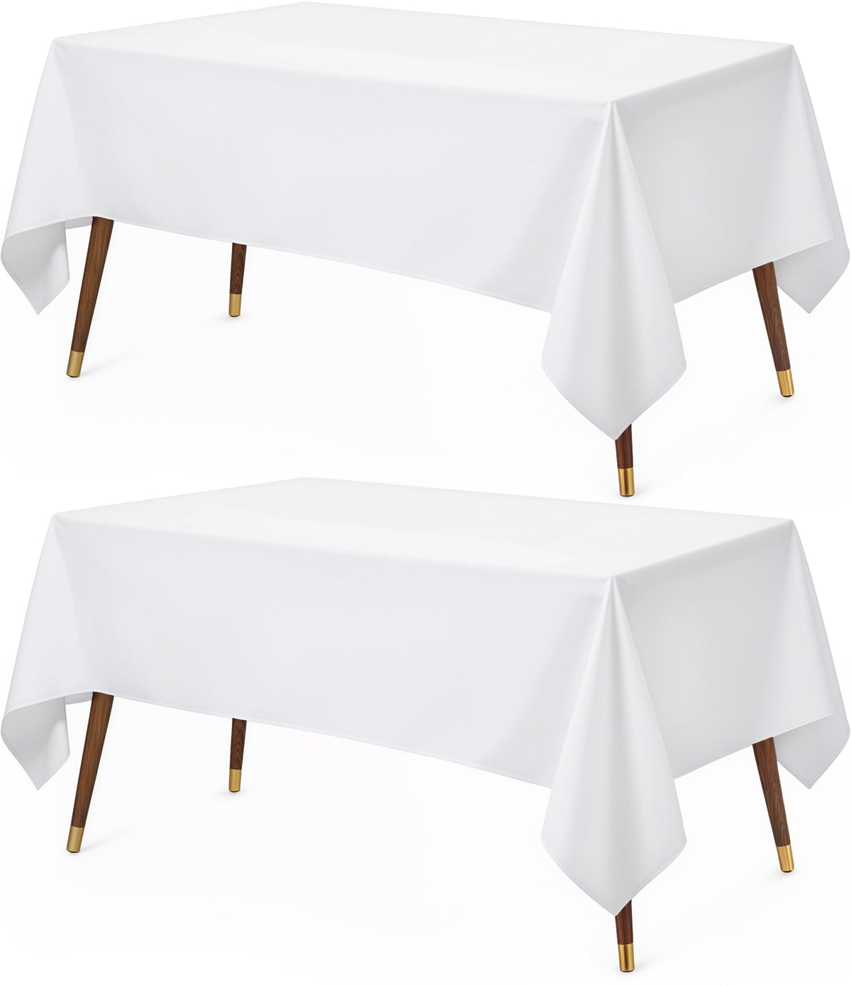 Utopia Kitchen rectangle table cloth 60x120 white on dining table, wrinkle-free presentation.