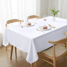 Utopia Kitchen rectangle table cloth 60x84 in white for polished dining surfaces.