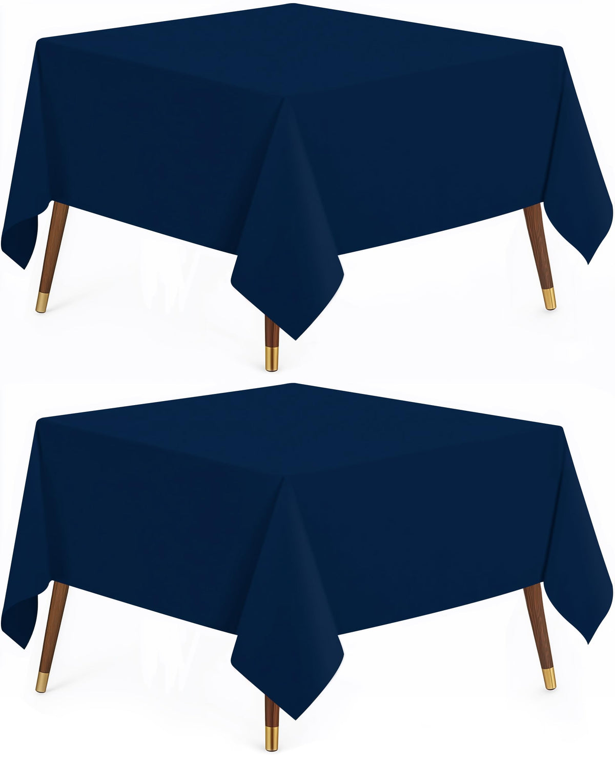 Utopia Kitchen navy blue rectangle table cloth on a 54x54 table enhancing dining ambiance.