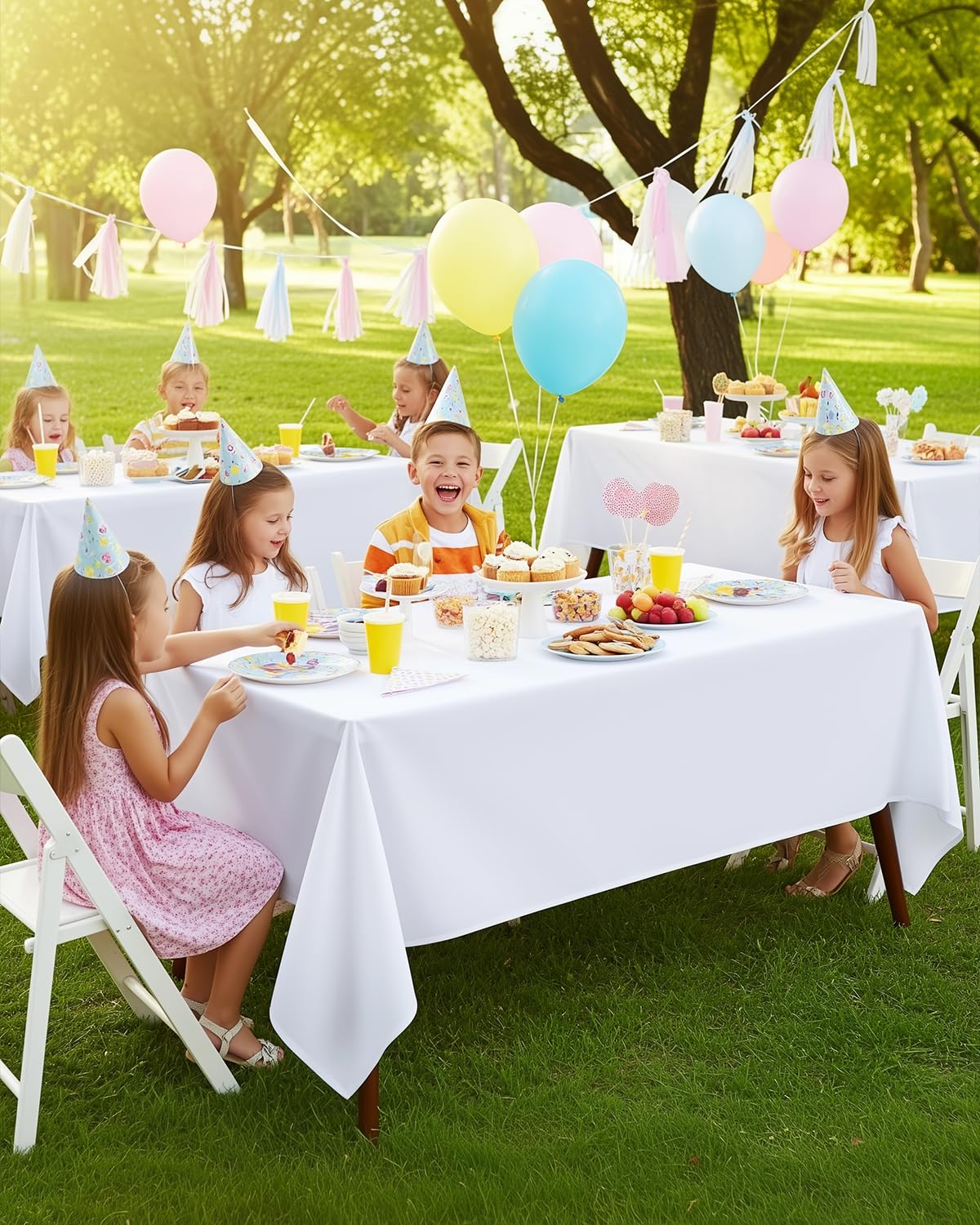 Utopia Kitchen two-pack rectangle table cloth 60x120 white ready for hosting.