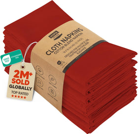 Utopia Kitchen red cloth napkins, 12-pack folded for easy storage and serving
