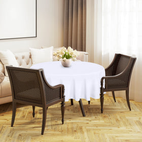 Utopia Kitchen round table cloth 90in white care and washing guidance for longevity.
