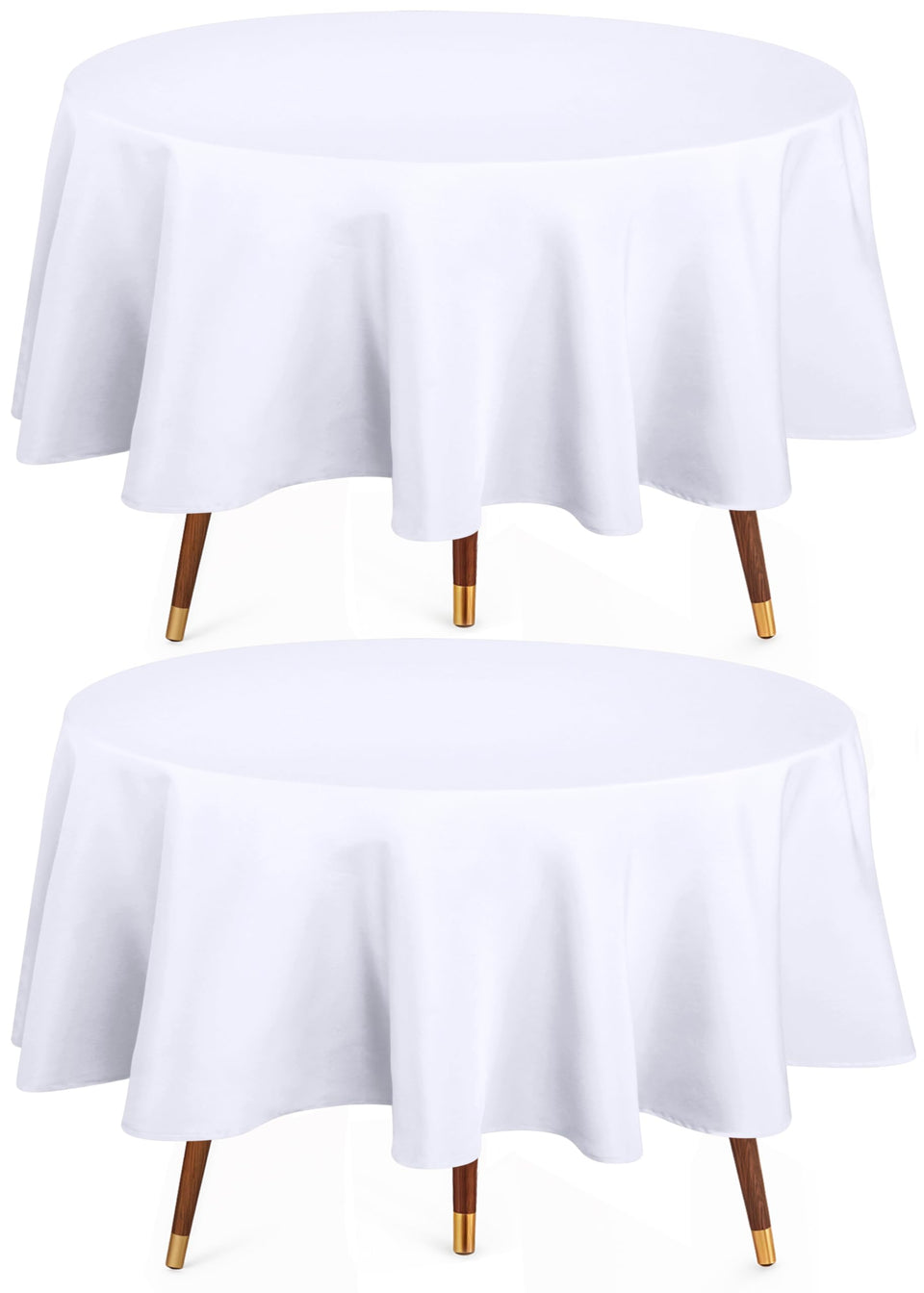 Utopia Kitchen round table cloth 90in white on a dining table for elegant family meals.