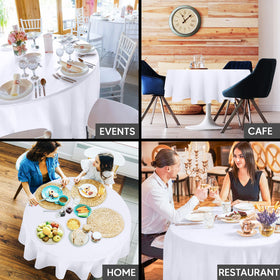 Utopia Kitchen round table cloth 90in white stain-resistant protection against spills.
