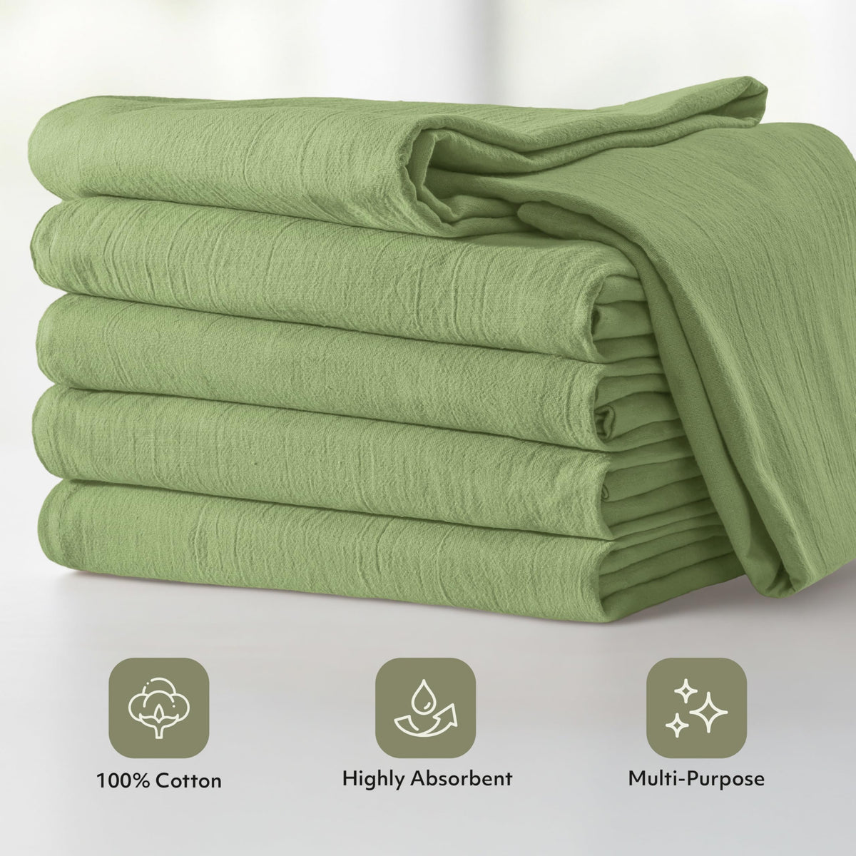 Utopia Kitchen sage green towels used for window cleaning with lint-free finish