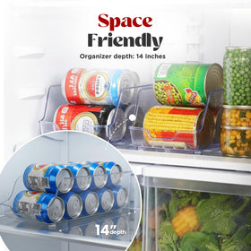 Utopia Kitchen clear 4-pack on-fridge shelf for quick can access.