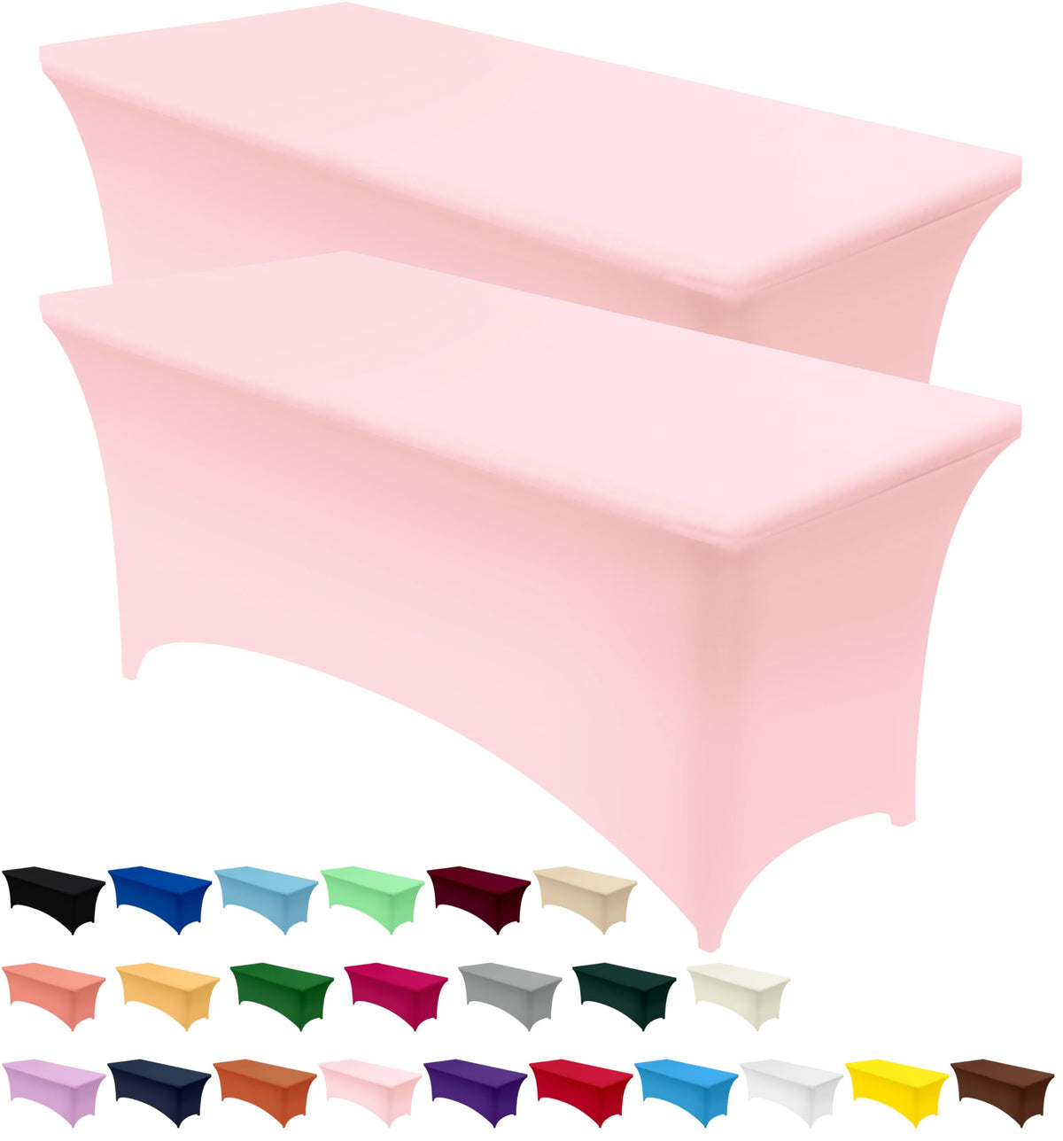 Utopia Kitchen spandex tablecloth on a 4ft pink pack provides a snug, wrinkle-free surface.