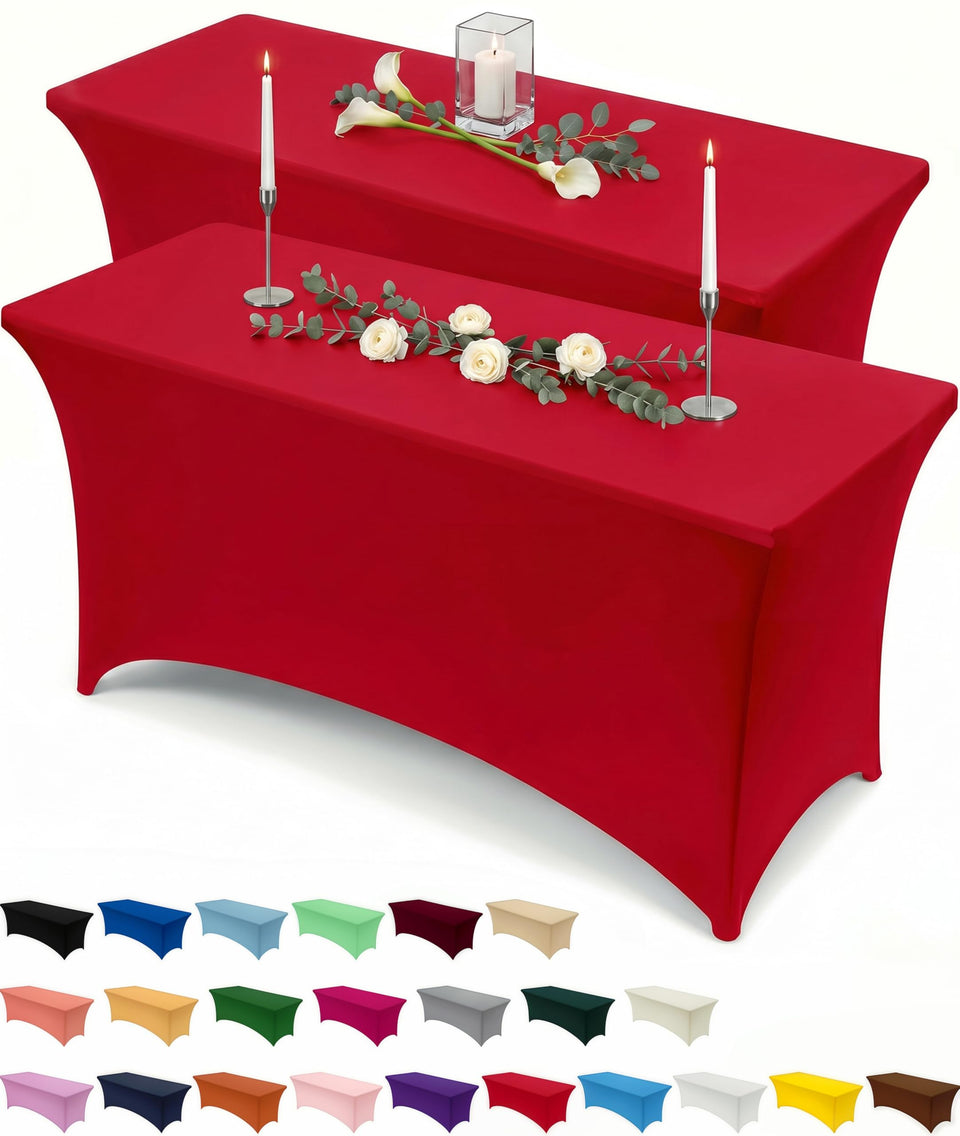 Utopia Kitchen spandex tablecloth 4ft red with snug fit for a polished display.