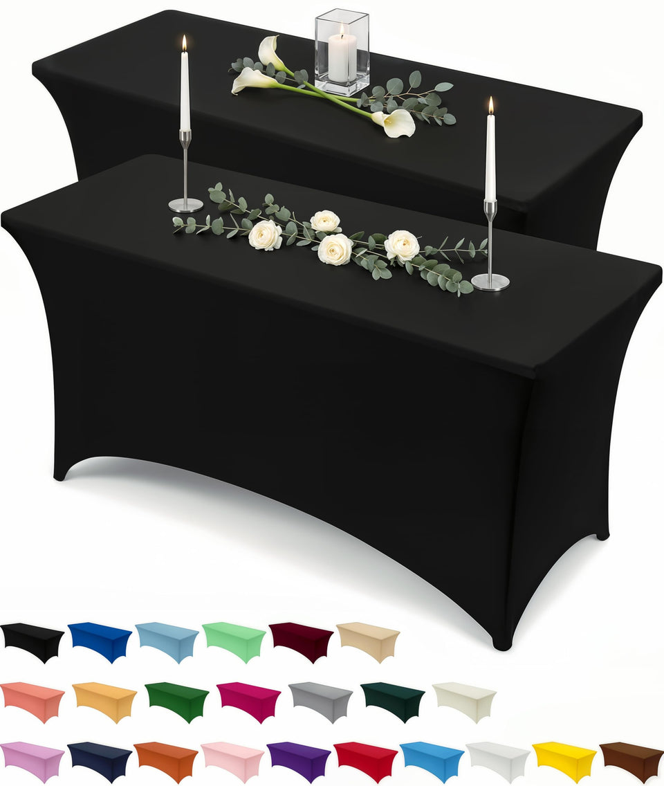 Utopia Kitchen spandex tablecloth 4ft table-fit offers secure, wrinkle-free coverage for events.