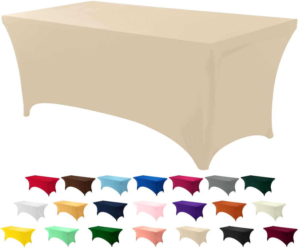 Utopia Kitchen spandex tablecloth on a 6ft champagne table for a polished event look