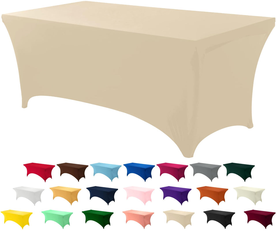 Utopia Kitchen spandex tablecloth on a 6ft champagne table for a polished event look