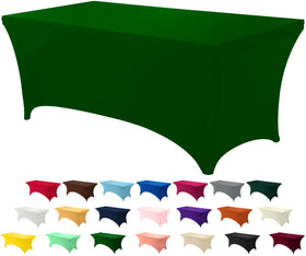 Utopia Kitchen spandex tablecloth in emerald green on a 6ft table for a crisp event look