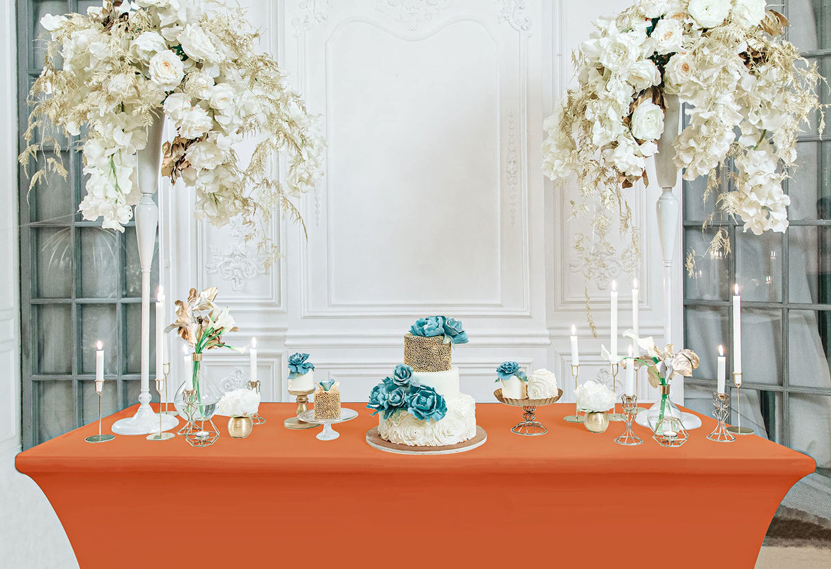 Modern look on standard 6-foot tables.