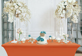 Modern look on standard 6-foot tables.