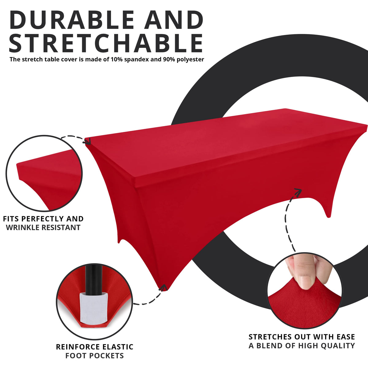 Utopia Kitchen spandex tablecloth ideal for weddings and trade shows.