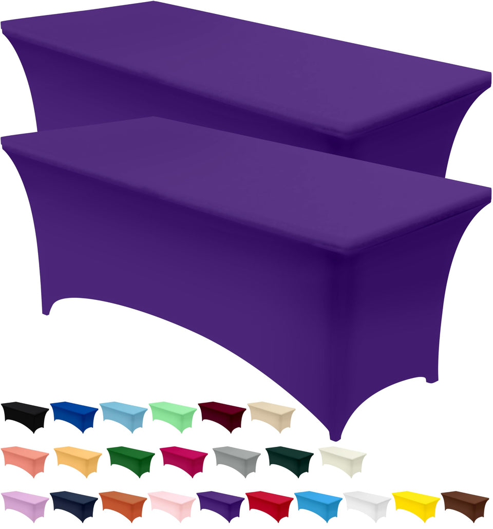 Utopia Kitchen Spandex tablecloth on a 6ft table for a sleek event setup.