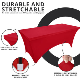 Utopia Kitchen spandex tablecloth 8ft red, ideal for weddings and trade shows