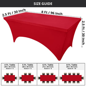 Utopia Kitchen spandex tablecloth 8ft red, secure-fit, keeps tables neat
